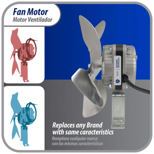 Appli Parts APFM-52E Motor Ventilador 5W para condensador de refrigeracion 220V 60Hz 0.2A 1300rpm Incluye base y Aspa de aluminio de 200mm CCWSE Universal