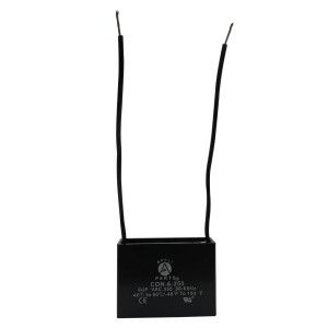 Appli Parts Condensador Capacitor de ventilador 6 mfd (microfaradios) uf 250VAC con 2 cables compatible con cualquier marca de igual capacitancia 4.7cm Ancho 1.8cm Prof 3.4cm Alto CAP-6-250-2C