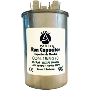 Appli Parts Condensador Capacitor de Marcha 15+5 Mfd uF (microfaradios) 370VAC CBB65 Universal Aire acondicionado y otras aplicaciones Redondo UL E476928 5cm Ancho 9cm Alto CON-15/5-370-R Appli Parts Condensador Capacitor de Marcha 15+5 Mfd uF (microfaradios) 370VAC CBB65 Universal Aire acondicionado y otras aplicaciones Redondo UL E476928 5cm Ancho 9cm Alto CON-15/5-370-R