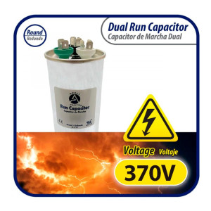 Appli Parts Condensador Capacitor de Marcha 15+5 Mfd uF (microfaradios) 370VAC CBB65 Universal Aire acondicionado y otras aplicaciones Redondo UL E476928 5cm Ancho 9cm Alto CON-15/5-370-R