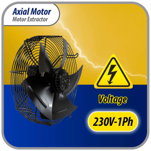 Appli Parts AXF-450 Extractor Axial 450 mm (17-3/4 pulg) 220 V, 1 ph, 60 Hz, 330 W, 1600 rpm, Rango Temperatura -30 C a 60 C, incluye aspa y base tipo jaula