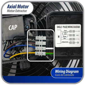 Appli Parts AXF-450 Extractor Axial 450 mm (17-3/4 pulg) 220 V, 1 ph, 60 Hz, 330 W, 1600 rpm, Rango Temperatura -30 C a 60 C, incluye aspa y base tipo jaula