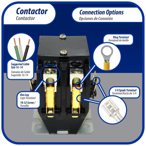 Appli Parts APAC-220240 Contactor 2 Polos 20A 240V Bobina Repuesto para Compresores de CA y Aplicaciones Electricas Certificacion UL E476929 de Trabajo Pesado