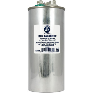 Appli Parts Condensador Capacitor de Marcha 80+10 Mfd uF (microfaradios) 370VAC o 450VAC CBB65 Universal Aire acondicionado y aplicaciones Redondo UL E476928 14.4cm Alto 5.7cm Ancho CON-80/10-450