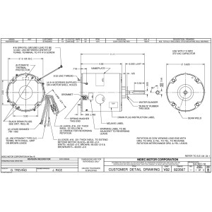 US Motors Mojave 1/3 hp 1075 rpm, 6 polos, 1 eje, TEAO Cerramiento, 1 velocidad, 5.6 diametro, CCW, Lead End, Reversible, 208-230 V, 60hz, 1ph, 7.5 mfd/370 VAC Capacitor 1861H K055WEH0625012B S81-129