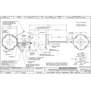 US Motors Mojave 1/4 hp 1075 rpm, 6 polos, 1 eje, TEAO Cerramiento, 1 velocidad, 5.6 diametro, CCW, Lead End, Reversible, 208-230 V, 60 hz, 1 ph, 5 mfd/370 VAC Capacitor 1860H K055WEG0624012B