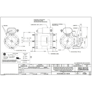 US Motors 1/20 hp 1550 rpm, 4 polos, 1 eje, OAO Cerramiento, 3.3 diametro, Cwse Reversible 115v, 60 hz, 1 ph, 3 mfd/370 VAC Capacitor Marcha 9662 K033WLB1409014B, Sirve: D1124