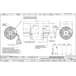 US Motors 1/2 hp 1075 rpm, 6 polos, 2 eje, ODP Cerramiento, 3 velocidades, 5.6 diametro, CCW, Lead End 230v, 60 hz, 1 ph, 5 mfd/370 VAC Capacitor 3136 K055SPL3136801B