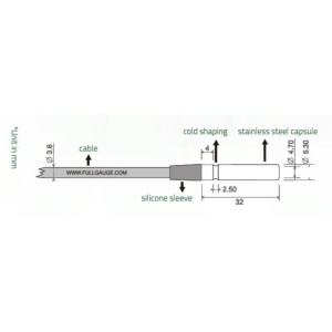 Full Gauge SB-19 Sensor de Temperatura tipo Roller Bag, 2.5 m (8.2 pies), Sensor NTC con cable de polyester termoplastico y armadura de Acero Inoxidable. Rango de Temp -50 a 105 C (-58 a 221 F)