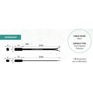 Full Gauge SB-41 Sensor de Temperatura 2.5 m (8.2 pies), Negro, Sensor NTC con cable de polyester termoplastico y aislado separado. Rango de Temp -50 a 105 C (-58 a 221 F)