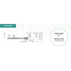 Full Gauge SB-59 Sensor de Temperatura 2.5 m (8.2 pies), Sensor NTC con cable de silicone in bulbo cubierto de Acero Inoxidable. Rango de Temp -50 a 200 C (-58 a 392 F)