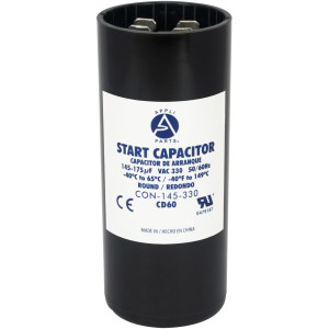 Appli Parts CON-145-330 Capacitor de Arranque 145-175 MFD (microfaradios) uF, 330 VAC. Universal para Motores Electricos, condensador de arranque de 3.7 cm de Diametro, 8.6 cm de Alto