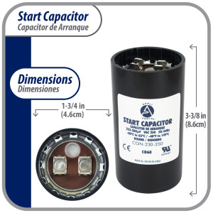 Appli Parts Condensador Capacitor Arranque 233-280 Mfd (microfaradios) uF 250 VAC remplazo universal para motores electricos de distintas aplicaciones 4.6cm Diametro 8.6cm Alto CON-233-250
