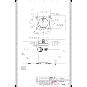 Danfoss HRH036U2LP6 3 tons 36.000 btu/h Compatible con R410A, Compresor Scroll para Aire Acondicionado 208-230/3/60 (V/Ph/Hz) Descarga 1/2 pulg, Succion 3/4 pulg, ODF, PVE Oil 121L1266, 121L1263