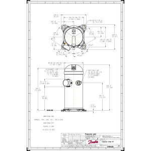 Danfoss HRH056U4LP6 4.7 tons 56.000 btu/h R410A Compressor Scroll para Aire Acondicionado 380-415/3/50, 460/3/60 V/Ph/Hz Descarga 1/2 in, Succion 7/8 in, ODF, PVE Oil 121L1378 Remplaza 120U1386