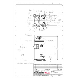 Danfoss MLZ038T1LQ9A 5 HP MBP Compresor Scroll para Refrigeracion 208-230/1/60 (V/Ph/Hz) R404,R407,R507,R452,R134,R513,R22,R448,R449 Valvulas Rotolock V05,V06, Aciete POE 121L8775 Remplaza 120U8067, 120U8068, 121U8774, 121L8774 
