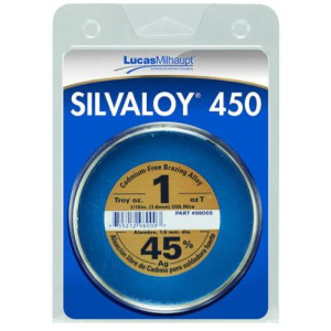 Soldadura de plata Lucas Milhaupt Silvaloy 450 45% 1/16in 1.6mm 1oz 98000
