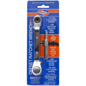 Uniweld 70074 Llave Ratchet, 3/16 y 1/4 pulg apertura cuadrada, 3/8 y 5/16 pulg apertura Cuadrada, con Adaptador Dual para Valvula exagonal de 3/16 y 5/16 Uniweld 70074 Llave Ratchet, 3/16 y 1/4 pulg apertura cuadrada, 3/8 y 5/16 pulg apertura Cuadrada, con Adaptador Dual para Valvula exagonal de 3/16 y 5/16