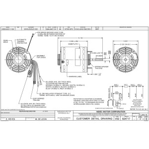 US Motors 8907 Motor 1 HP 1075 RPM 208-230 V 1 Ph OAO 3 Velocidades, Marco 5.6, Eje 1/2 in, Rotacion CCW Reversible, 6 Polos, No Incluye Capacitor de Marcha 20 MFD 370 VAC, K055TAK8137012B