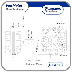 Appli Parts APFM-51E Motor Ventilador 5W Condensador y Evaporador 115V 60Hz 0.4A, Incluye Aspa de Aluminio de 20cm y Base de Montaje, Repuesto Universal para Equipos de Refrigeracion Comercial