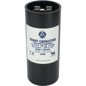 Appli Parts Condensador Capacitor Arranque 145-175 Mfd (microfaradios) uF 250 VAC remplazo universal para motores electricos de distintas aplicaciones 3.7cm Diametro 8.6cm Alto CON-145-250

