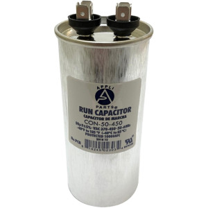 Appli Parts Condensador Capacitor de Marcha 50 Mfd uF (microfaradios) 370VAC o 450VAC CBB65 Universal Aire acondicionado y otras aplicaciones Redondo UL E476928 12cm Alto 5cm Ancho CON-50-450