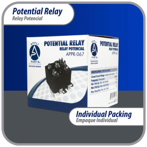 Appli Parts APPR-067 Relay Potencial 067, Voltaje de Bobina 420 V, Recogida Minima 295 V, Recogida Maxima 315 V, Caida Maxima 125 V, 50/60Hz Remplazo universal para unidades de refrigeracion y aire acondicionado