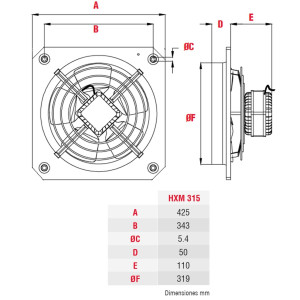 Extractor Axial Soler Palau Hxm 315 127v 1065cfm Extractor Axial Soler Palau Hxm 315 127v 1065cfm