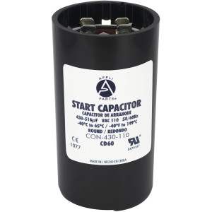 Appli Parts Condensador Capacitor Arranque 430-516 Mfd (microfaradios) uF 110-125 VAC remplazo universal para motores electricos de distintas aplicaciones 4.6cm Diametro 8.6cm Alto CON-400-110

