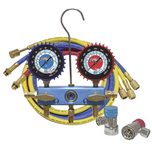 Uniweld Juego Manometro Automotriz 60pulg Soft Magic R134a/R-1234yf con Acoples 90478/90479 Esfera 2-1/2 LPF 90008