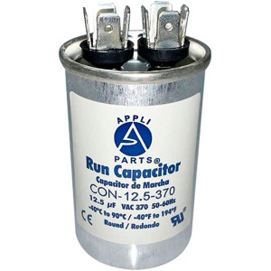 Appli Parts Condensador Capacitor de Marcha 12.5 Mfd uF (microfaradios) 370VAC CBB65 Universal Aire acondicionado y otras aplicaciones Redondo UL E476928 7.6cm Alto 4.1cm Ancho CON-112.5-370-R Appli Parts Condensador Capacitor de Marcha 12.5 Mfd uF (microfaradios) 370VAC CBB65 Universal Aire acondicionado y otras aplicaciones Redondo UL E476928 7.6cm Alto 4.1cm Ancho CON-112.5-370-R
