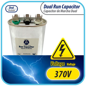 Appli Parts Condensador Capacitor de Marcha 20+5 Mfd uF (microfaradios) 370VAC CBB65 Universal Aire acondicionado y otras aplicaciones Ovalado UL E476928 CON-20/5-370