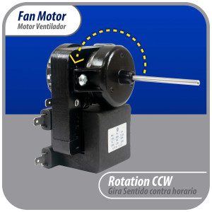 Appli Parts APFM-1638 Motor Ventilador para evaporadores de refrigeradoras 110 V, 60 Hz, 0.12 A, 7.5 W, 2500 rpm, CCW Giro contrario a las agujas del reloj, eje 4.3 cm Sirve 200D2940P005, 200D2940P011, P009, WR01F01638 